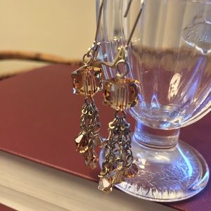 Swarovski Crystal Earrings in Brown & Silver